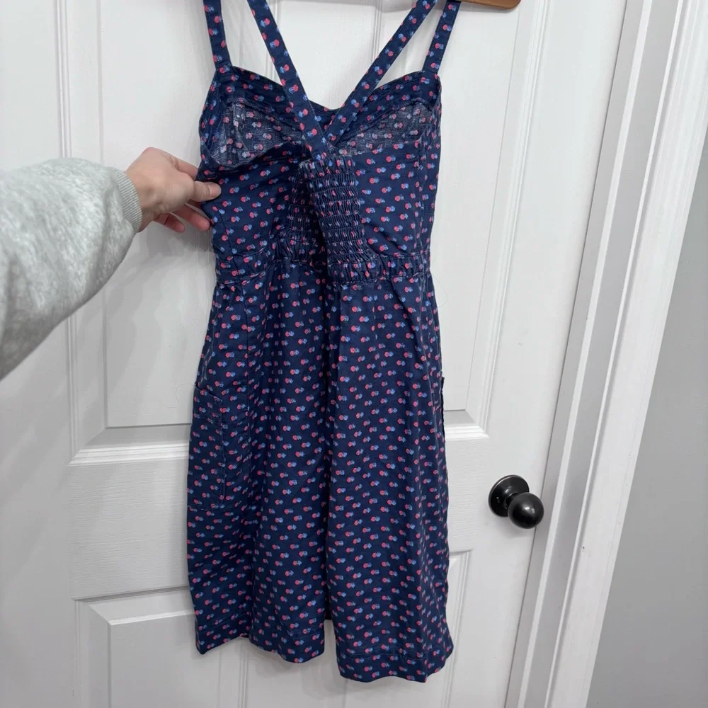 Navy Linen Blend Dot Sundress | Aerie Size M - Picture 10 of 12